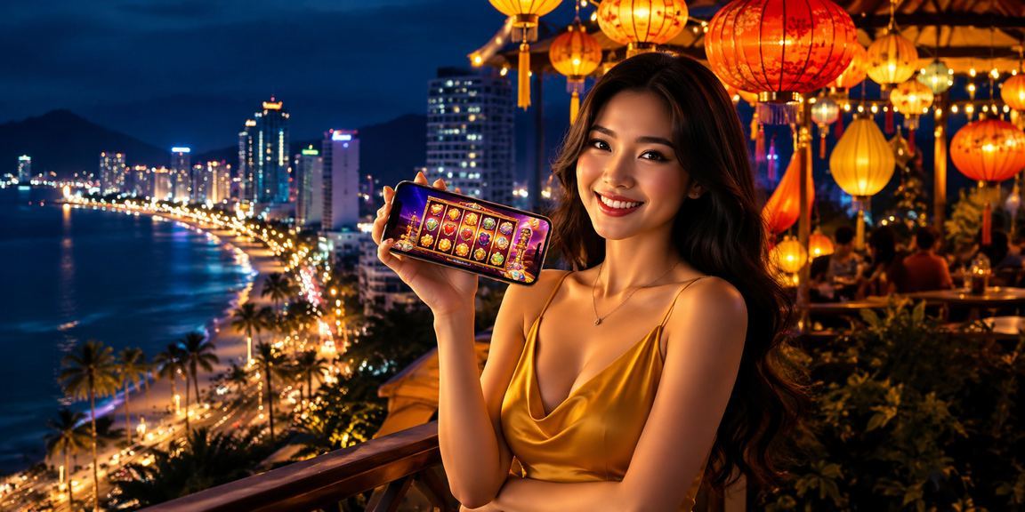 Đèn lồng Hội An lung linh bên cạnh màn hình slot game trực tuyến